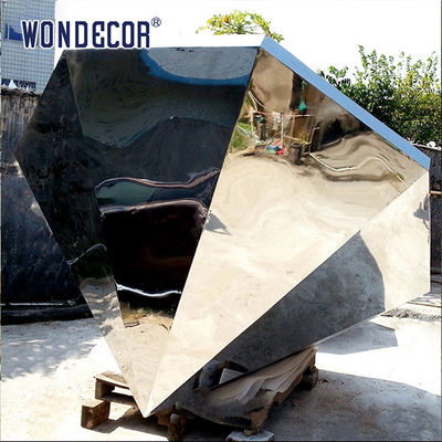 Large abstract stainless steel irregular sculpture outdoor