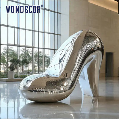 Customized modern street high-heeled shoe stainless steel sculpture