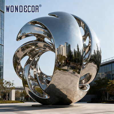 Large outdoor modern urban landmark architectural art metal stainless steel sculpture