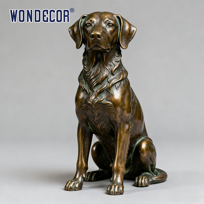 A Life-size Realistic Bronze Sculpture of a Sitting Dog