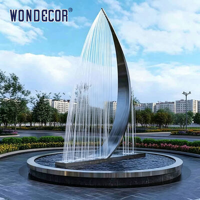 Large outdoor park square fountain stainless steel sculpture