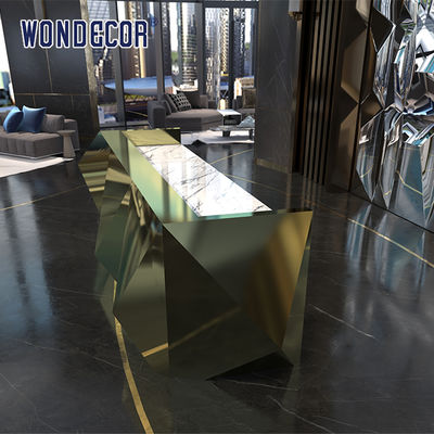 Triangle metal white marble bar counter