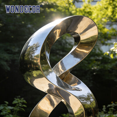 Large outdoor courtyard modern metal art "Lucky 8" stainless steel sculpture