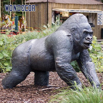 Garden Use Life Size Black Patina Effect Bronze Gorilla Sculpture for Sale